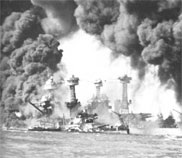 Dec. 7, 1941, Pearl Harbour: The U.S.S. West Virginia and U.S.S. Tennessee burn after the Japanese sneak attack.